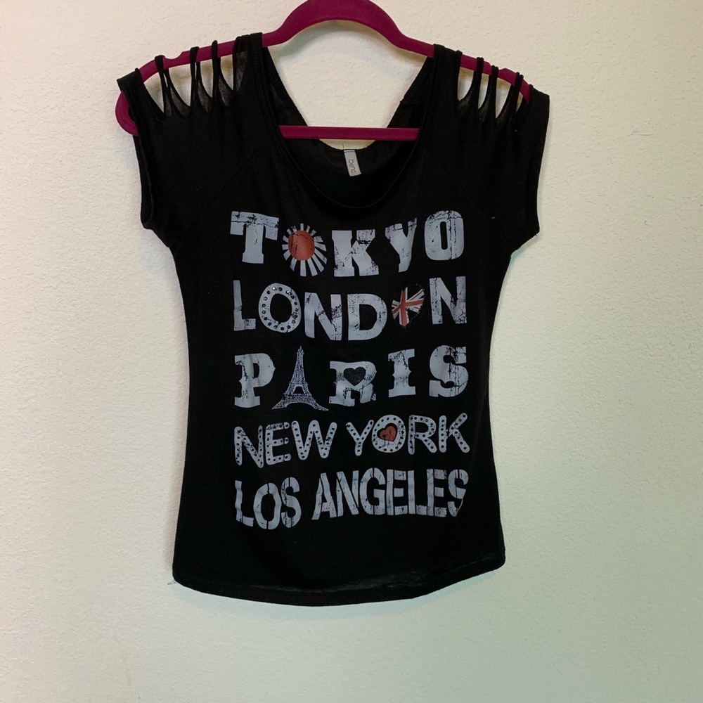 Tokyo,London,Paris,NewYork, Los Angeles cutout tee